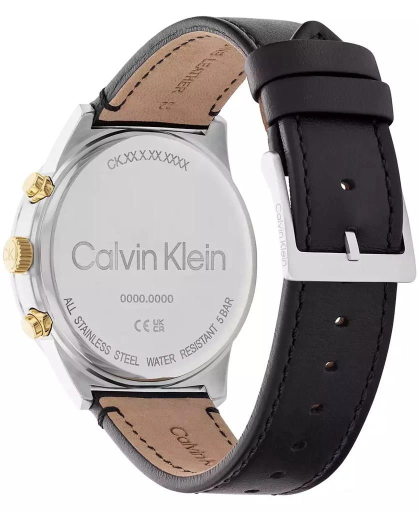 商品Calvin Klein|Men's Black Leather Strap Watch 44mm,价格¥767,第3张图片详细描述