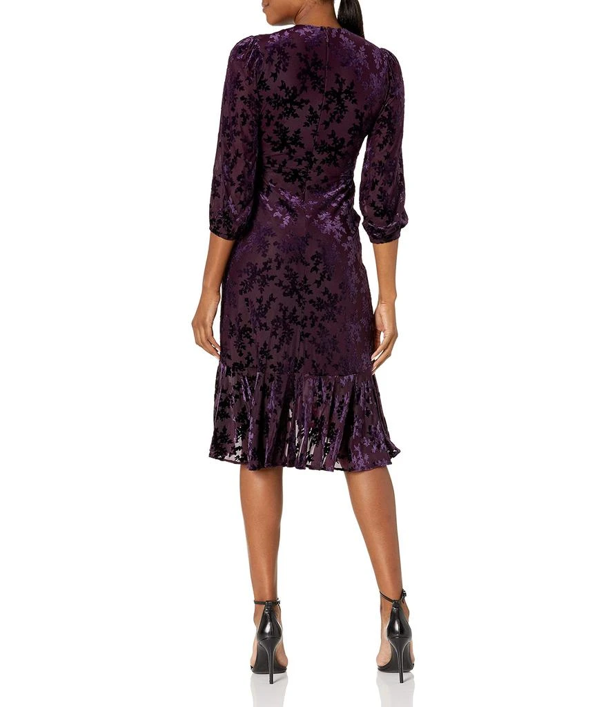 商品Calvin Klein|Women's Three Quarter Sleeve Faux Wrap Dress with Ruffle Hem,价格¥627,第2张图片详细描述