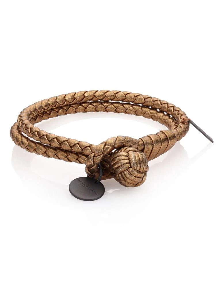 商品Bottega Veneta|Intrecciato Metallic Leather Double-Row Wrap Bracelet,价格¥937,第1张图片