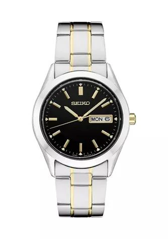 商品Seiko|Essential Two Tone Black Dial Watch,价格¥1614,第1张图片