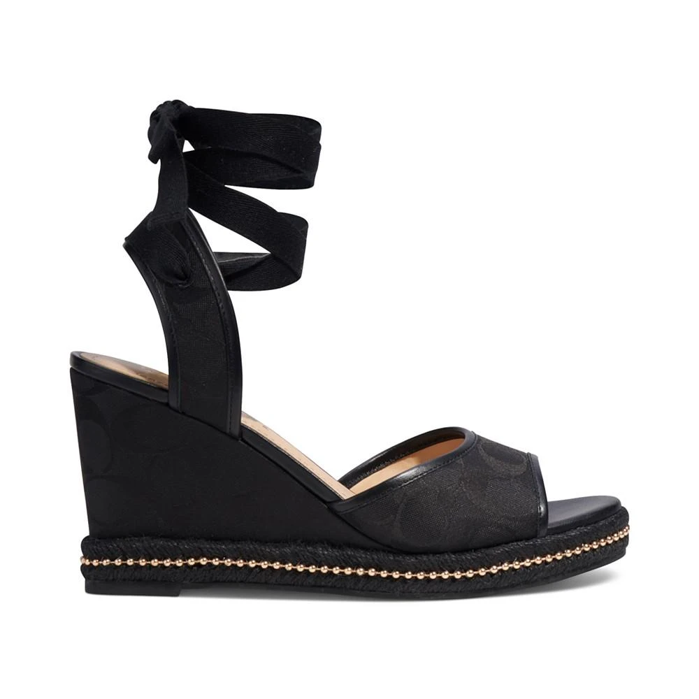 商品Coach|Women's Page Signature Ankle-Tie Wedge Sandals,价格¥846,第2张图片详细描述