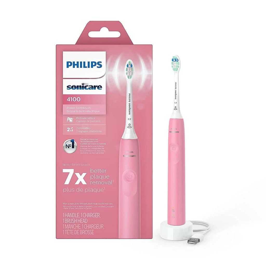 商品Philips|Philips Sonicare ProtectiveClean 4100 Rechargeable Electric Power Toothbrush, Pink, HX6815/01,价格¥379,第1张图片