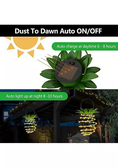 商品SOWAZ|2 Pks 60 Led Hanging Solar Pineapple String Lights   Warm Color,价格¥164,第3张图片详细描述