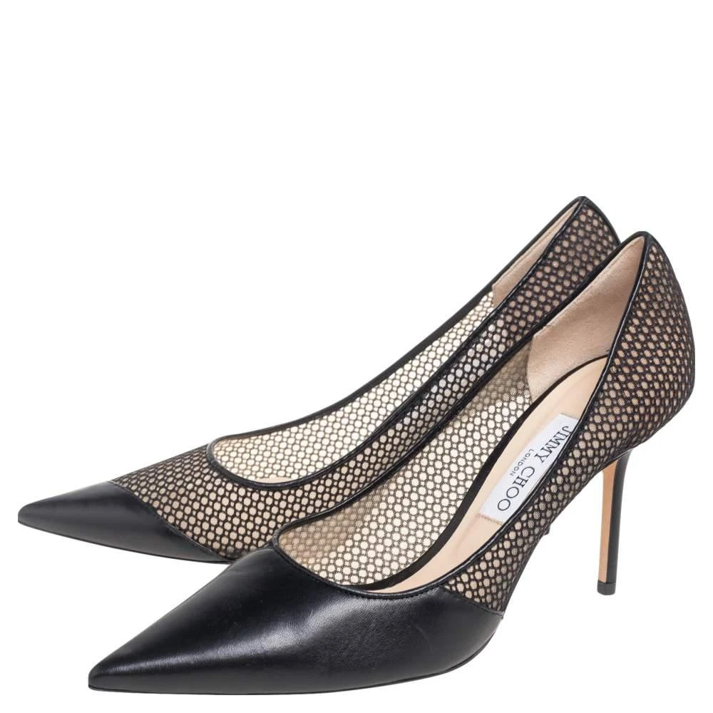 商品[二手商品] Jimmy Choo|Jimmy Choo Black Mesh and Leather Love Pointed-Toe Pumps Size 41,价格¥2108,第4张图片详细描述