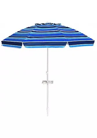 商品Costway|7.2 Ft Portable Outdoor Beach Umbrella With Sand Anchor And Tilt Mechanism For  Poolside And Garden Blue,价格¥443,第1张图片