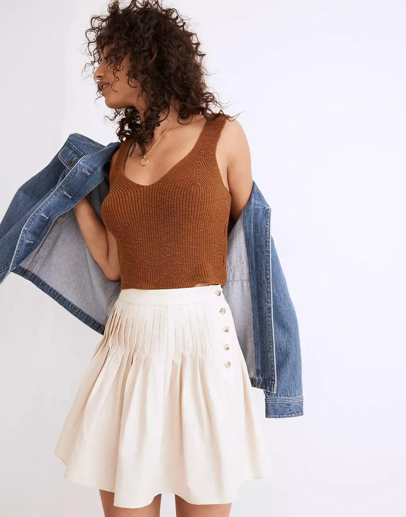 商品Madewell|Hemp-Cotton Pintuck Full Mini Skirt: Undyed Edition,价格¥158,第1张图片
