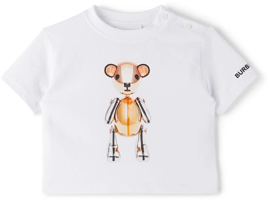 商品Burberry|白色 Thomas Bear Print 婴儿 T 恤,价格¥1499,第1张图片