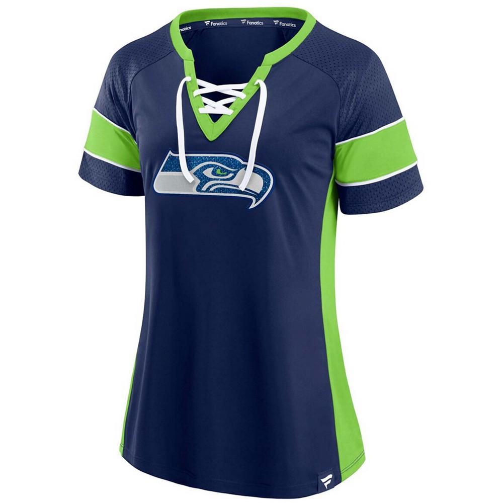 商品Majestic|Fanatics Branded Women's College Seattle Seahawks Team Draft Me Lace-Up Raglan T-Shirt,价格¥357,第4张图片详细描述