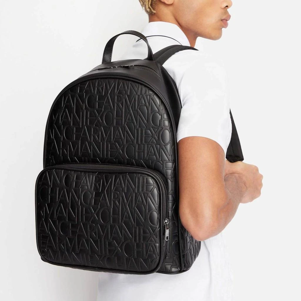 商品Armani Exchange|Armani Exchange Allover Monogrammed Faux Leather Backpack,价格¥1143,第3张图片详细描述