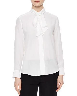 商品Sandro|aline Tie-Neck Silk Shirt,价格¥2095,第1张图片