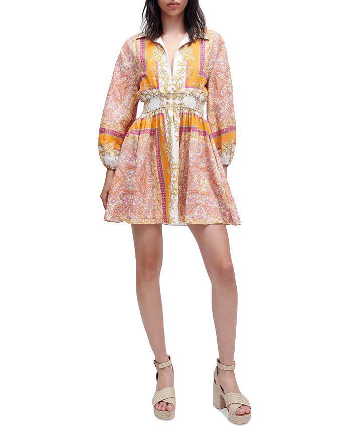 商品Maje|Roquila Scarf Print Shirt Dress,价格¥3058,第3张图片详细描述