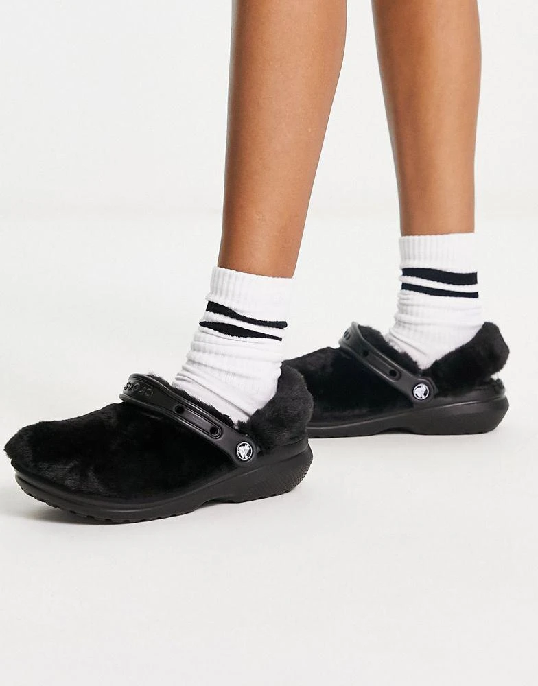 商品Crocs|Crocs classic fur sure clog in black,价格¥224,第1张图片