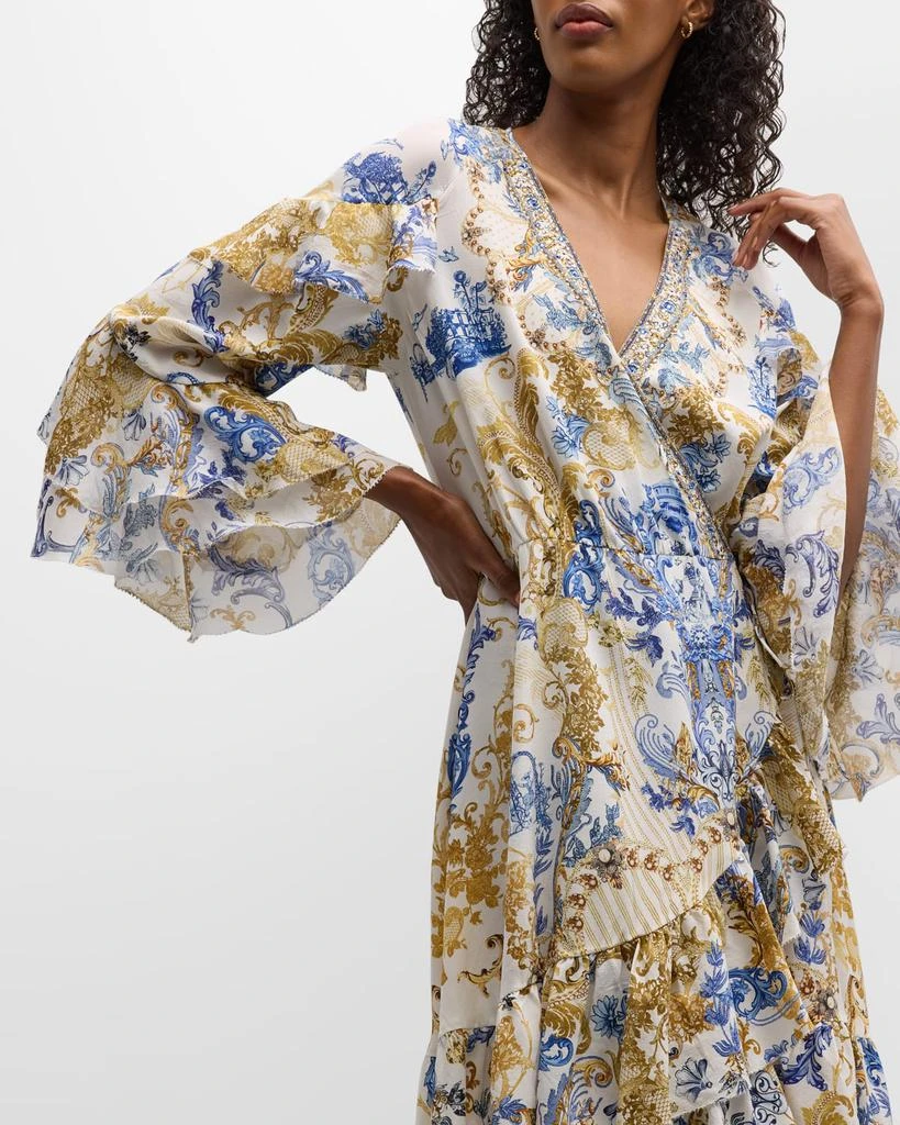 Soul Searching Short Silk Ruffle Wrap Dress 商品