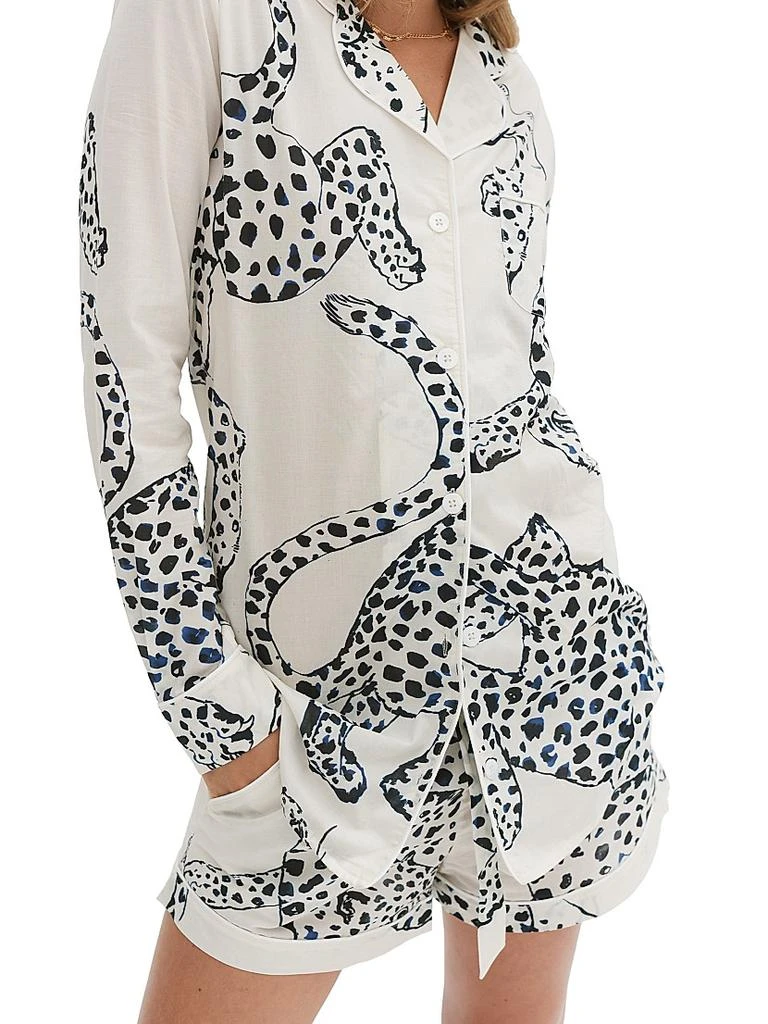 商品Desmond & Dempsey|Jaguar Print Cotton Signature Pajama Set,价格¥1438,第4张图片详细描述