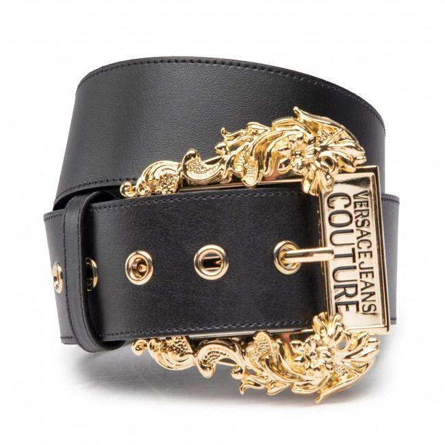 商品Versace|Vera leather belt with a characteristic baroque motif of Versace jeans couture. Gold -colored details. Larghezza: 4.5 cmprodotto in Italy with Versace box and dust bag,价格¥1857,第1张图片