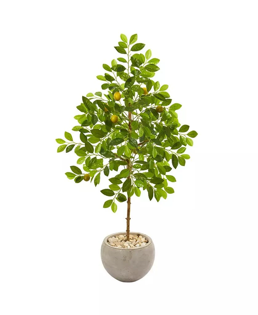 商品NEARLY NATURAL|54" Lemon Artificial Tree in Sand Colored Planter,价格¥1795,第1张图片