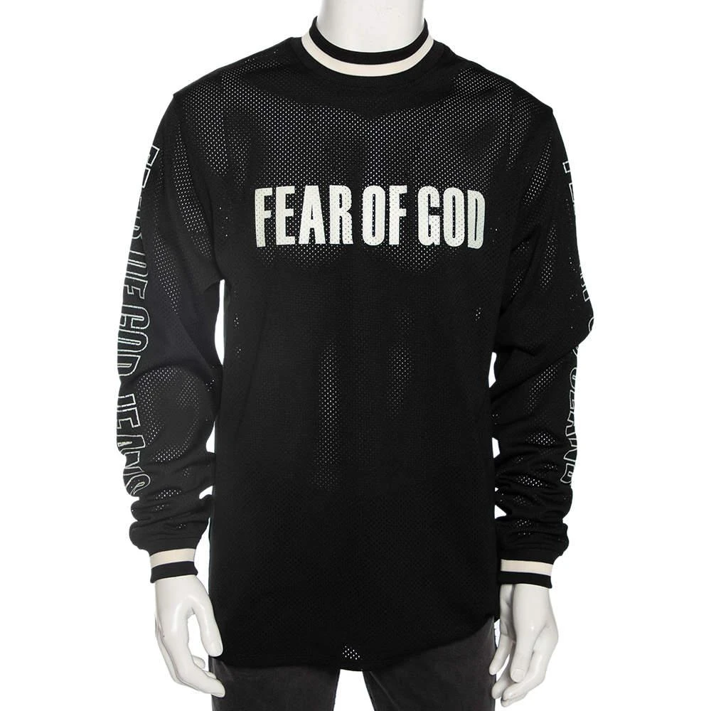 商品[二手商品] Fear of god|Fear of God Black Synthetic Logo Print Long Sleeved Mesh-Jersey T-Shirt S,价格¥5146,第1张图片