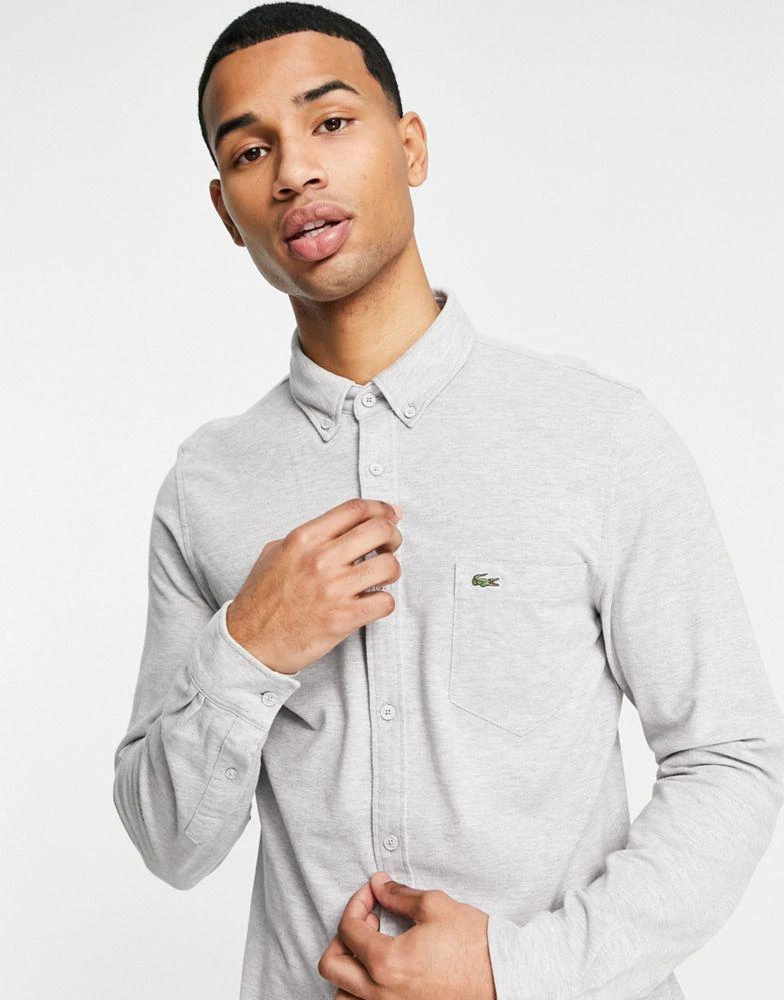 商品Lacoste|Lacoste long sleeve shirt in grey,价格¥377,第2张图片详细描述