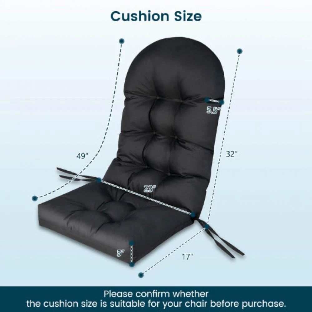 商品Hivvago|Patio Adirondack Chair Cushion with Fixing Straps and Seat Pad-Black,价格¥481,第5张图片详细描述