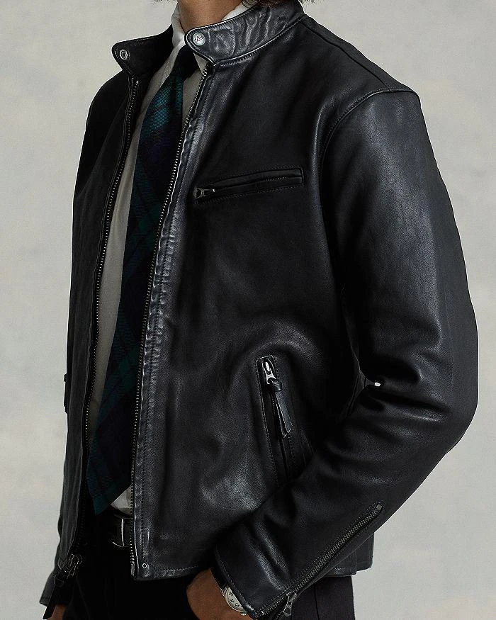 商品Ralph Lauren|Lambskin Leather Café Racer Jacket,价格¥5277,第4张图片详细描述