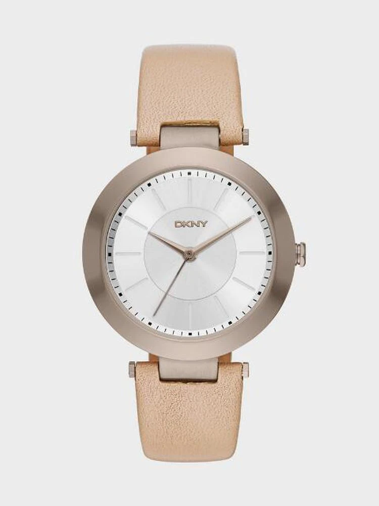 商品DKNY|Stanhope Beige Leather 3 Hand Watch,价格¥984,第1张图片