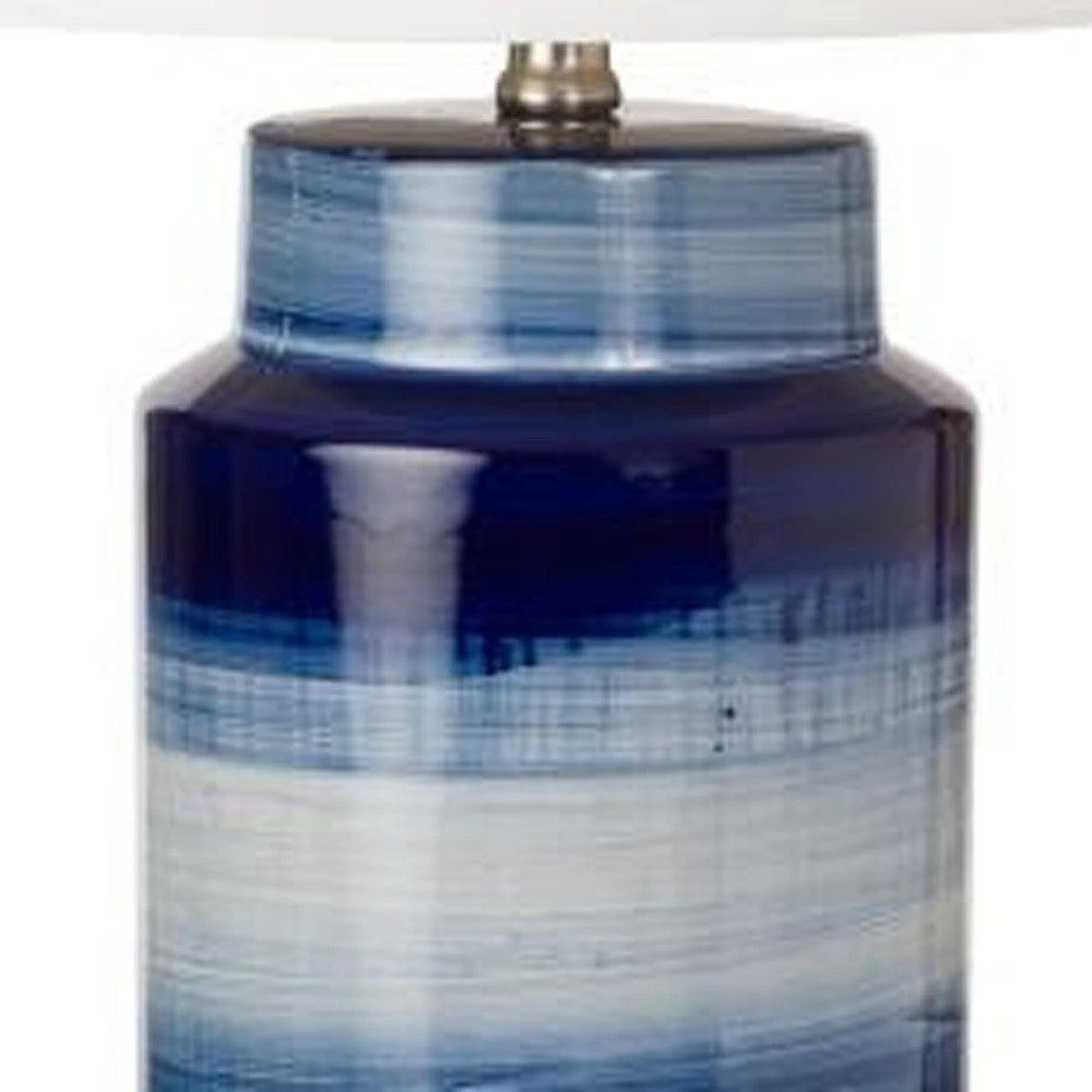 商品Homezia|Set of Two 30" Blue and White Ceramic Cylinder Table Lamps With White Drum Shade,价格¥2529,第2张图片详细描述