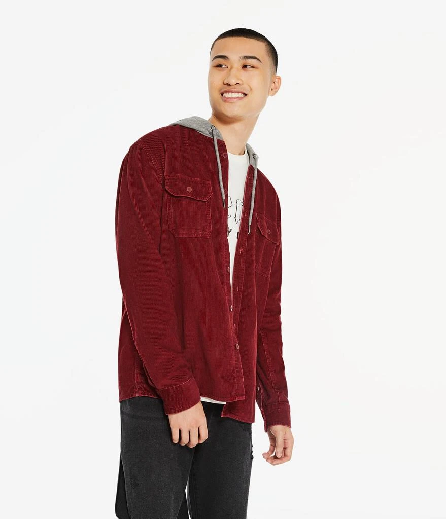 商品Aeropostale|Aeropostale Men's Long Sleeve Hooded Corduroy Button-Down Shirt,价格¥104,第1张图片