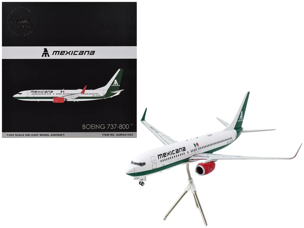 商品GeminiJets|Boeing 737-800 Commercial Aircraft "Mexicana" (XA-ASM) White with Green Stripes "Gemini 200" Series 1/200 Diecast Model Airplane by,价格¥1152,第3张图片详细描述