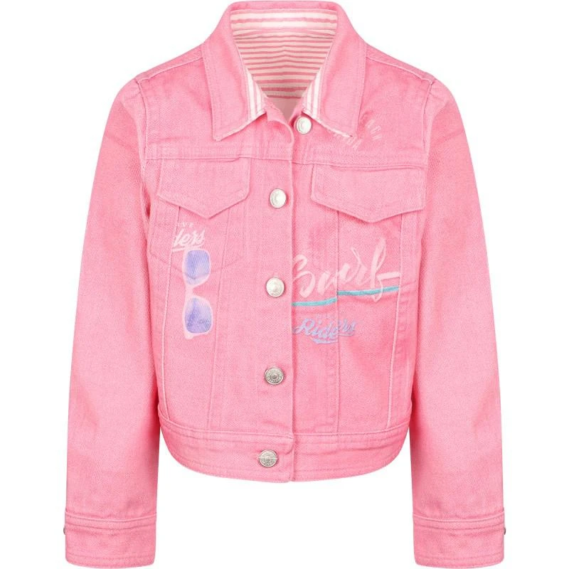 商品Lapin House|Salty surf wave riders girls button up pink denim jacket with pockets,价格¥1167,第2张图片详细描述
