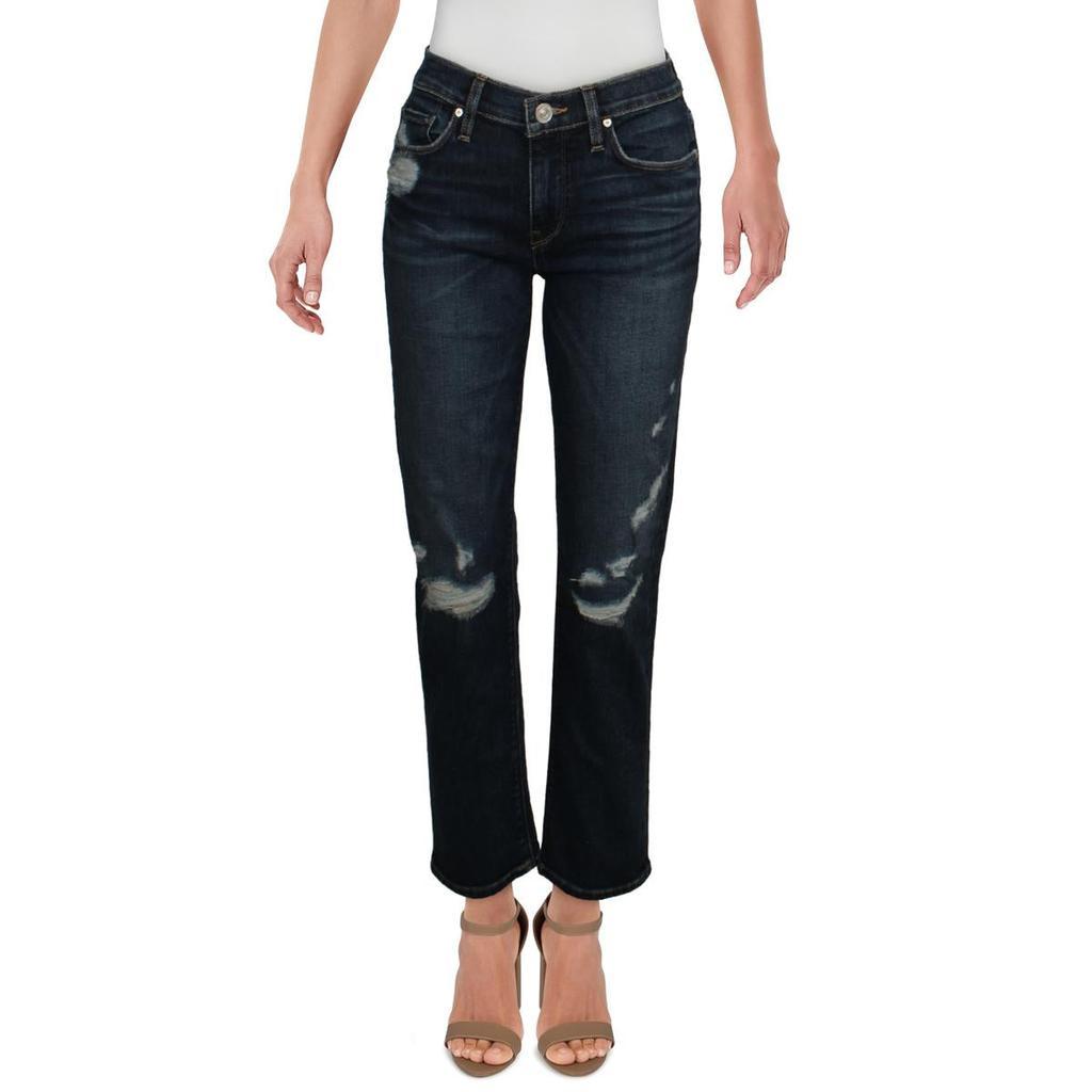 商品Hudson|Hudson Womens Mid-Rise Distressed Straight Crop Jeans,价格¥427,第1张图片