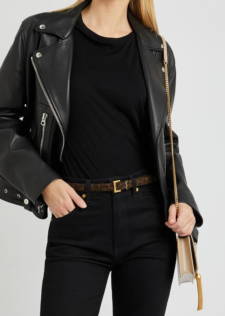 商品Yves Saint Laurent|Leopard-print logo suede belt,价格¥4027,第2张图片详细描述