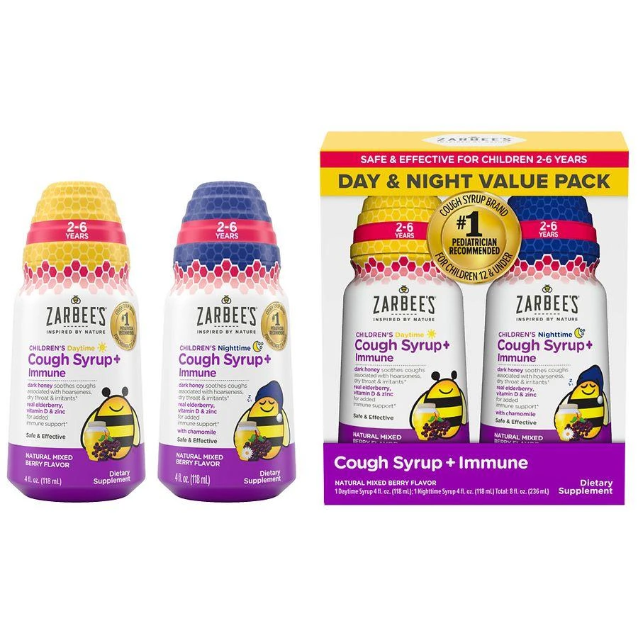 商品ZarBee's Naturals|Children's Cough Syrup + Immune Day & Night Pack Natural Mixed Berry,价格¥148,第3张图片详细描述