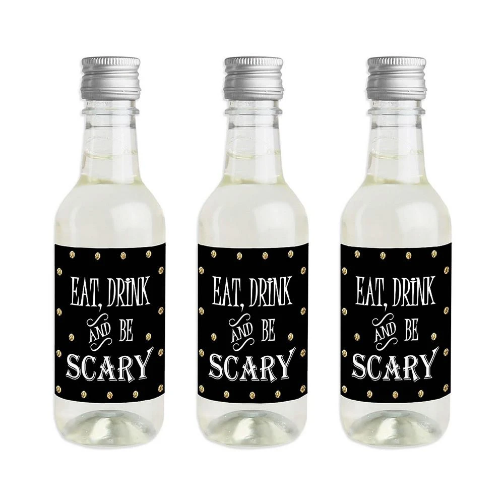 商品Big Dot of Happiness|Spooktacular - Mini Wine and Champagne Bottle Label Stickers - Eat, Drink and Be Scary Halloween Party Favor Gift - Set of 16,价格¥105,第1张图片