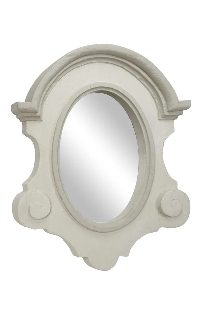 商品SONOMA SAGE HOME|Large White Wood Oval Wall Mirror with Arched Frame & Carved Scrolls,价格¥2417,第5张图片详细描述