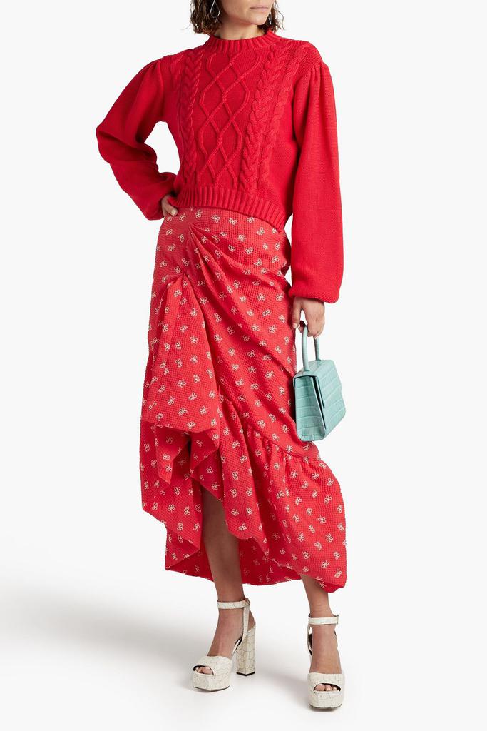 Whoopsy Daisy embroidered cloqué midi skirt商品第2张图片规格展示