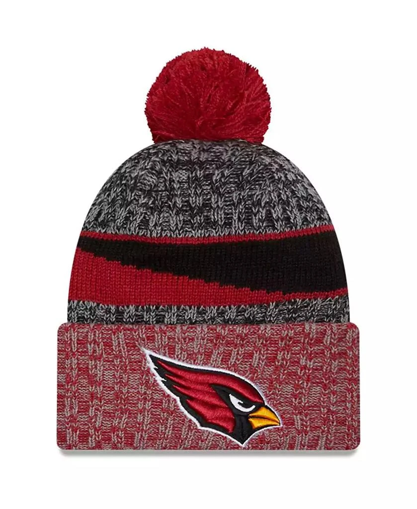 商品New Era|Men's Black, Cardinal Arizona Cardinals 2023 Sideline Sport Cuffed Pom Knit Hat,价格¥254,第1张图片