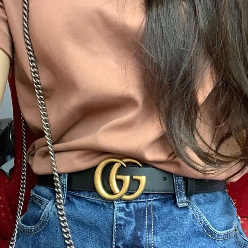 商品[国内直发] Gucci|古驰 互扣式双G针扣 皮革 皮带 女款 黑色 宽2cm,价格¥3953,第9张图片详细描述