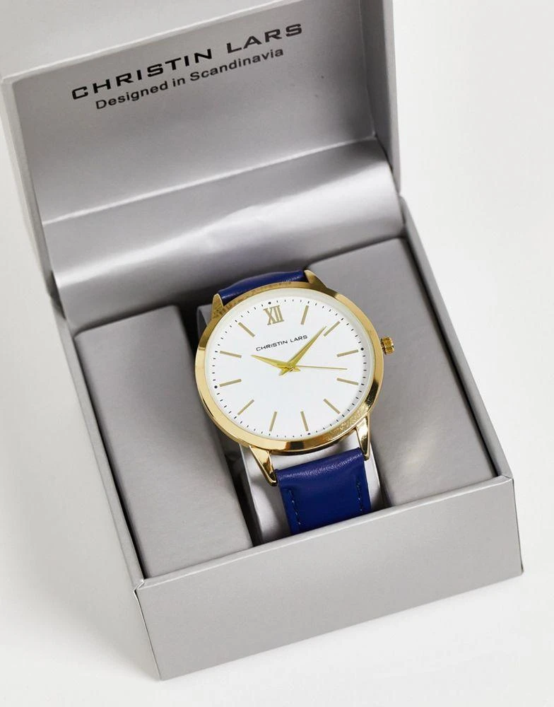 商品Christin Lars|Christin Lars classic strap watch with white and gold dial in black,价格¥133,第2张图片详细描述