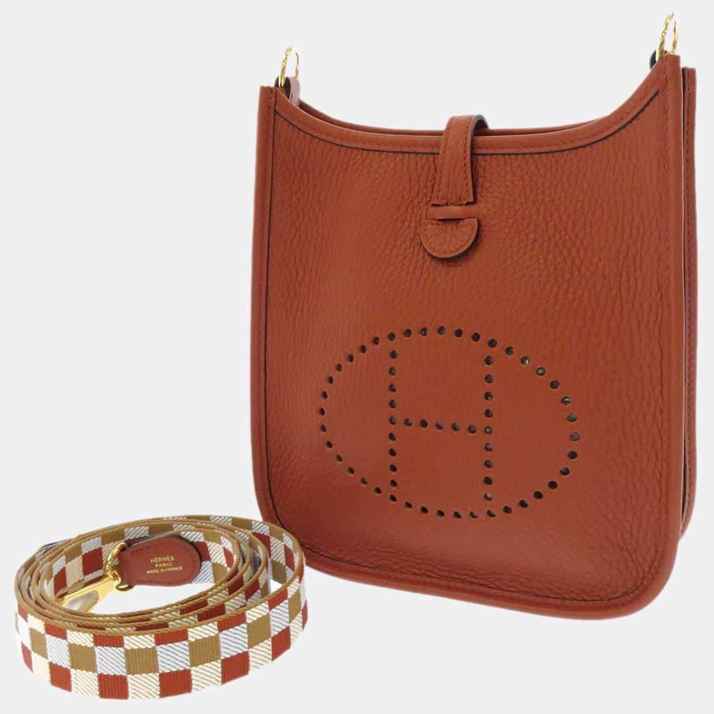 商品[二手商品] Hermes|Hermes Brown Taurillon Clemence Leather Evelyne Amazon TPM Shoulder Bag,价格¥25625,第1张图片