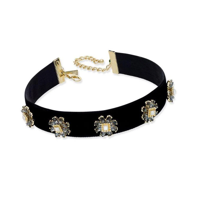 商品INC International|M.Haskell for  Gold-Tone Crystal Flower Velvet Choker Necklace, Created for Macy's,价格¥68,第1张图片