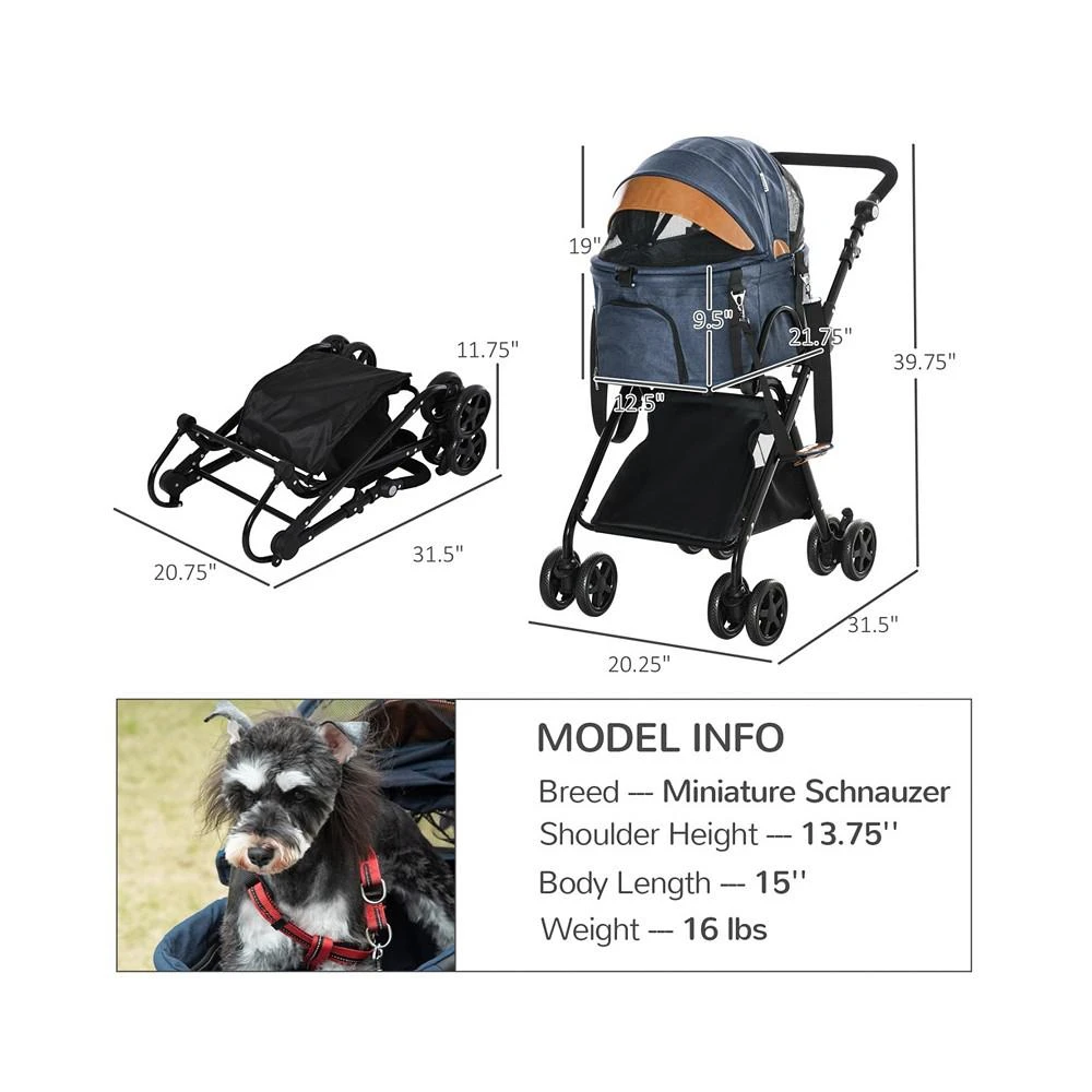 商品PawHut|Foldable Pet Carrier/Removable Bag for Kittens & Puppies, Black,价格¥1005,第3张图片详细描述