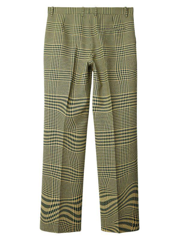 Burberry Warped Houndstooth Wool Trousers - Pants - Compare