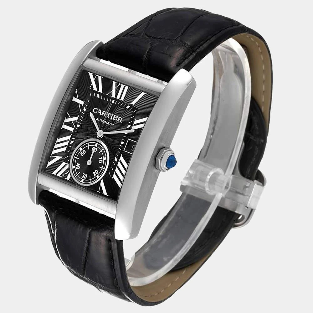 商品[二手商品] Cartier|Cartier Black Stainless Steel Tank MC W5330004 Automatic Men's Wristwatch 34 mm,价格¥36624,第3张图片详细描述