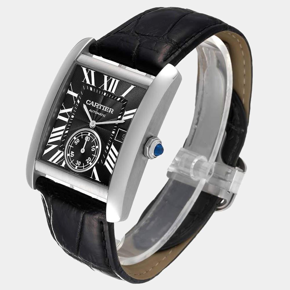 商品[二手商品] Cartier|Cartier Black Stainless Steel Tank MC W5330004 Automatic Men's Wristwatch 34 mm,价格¥34390,第5张图片详细描述