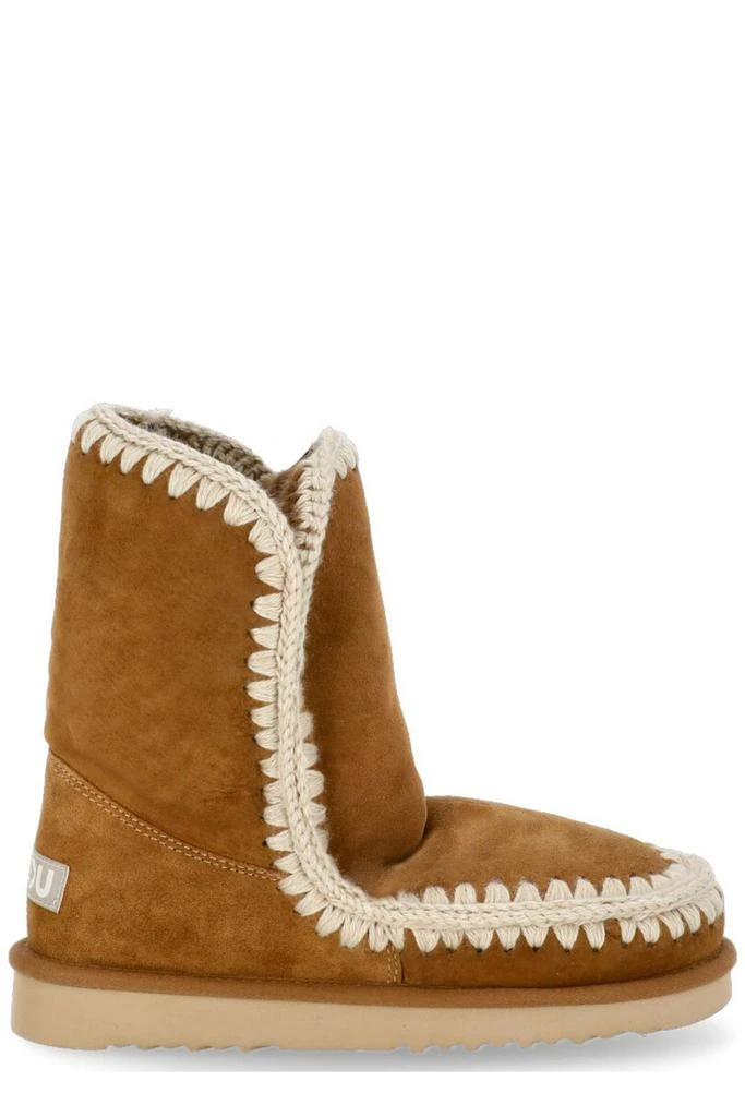 商品Mou|Mou Crochet Stitch-Trim Round-Toe Boots,价格¥1030,第1张图片