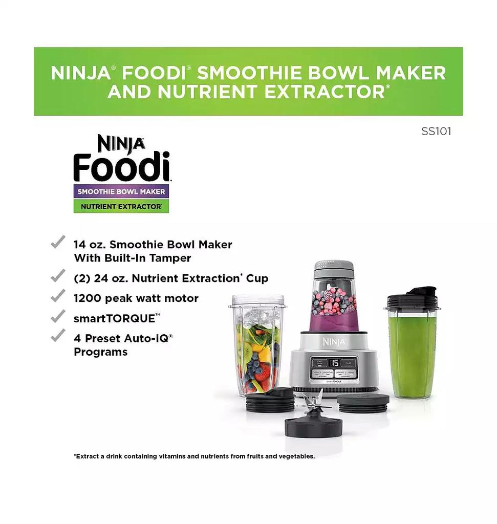 商品Ninja|Foodi® SS101 Smoothie Bowl Maker and Nutrient Extractor,价格¥705,第2张图片详细描述