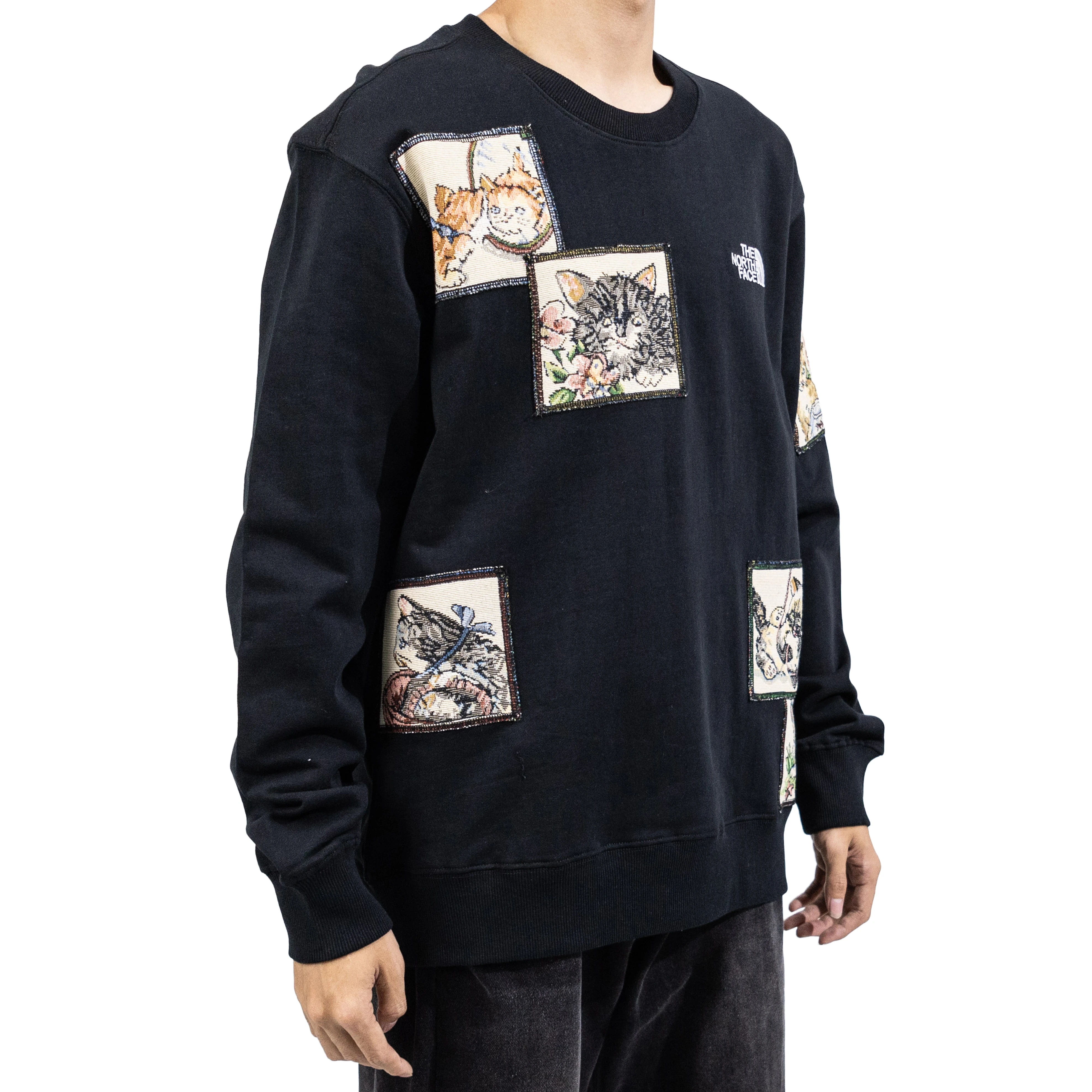商品[国内直发] The North Face|【定制服装】北面 Fantasy 不可思议小猫乐园拼接图案百搭休闲宽松卫衣 男女同款 黑色,价格¥1704,第6�张图片详细描述