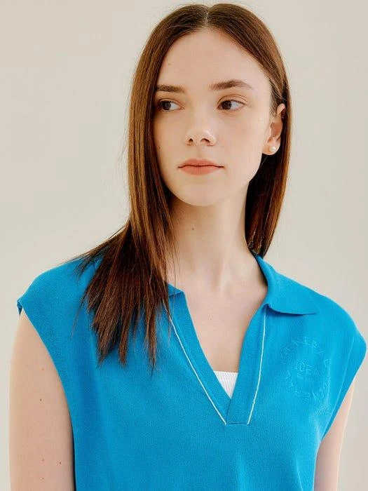商品GENERAL IDEA STANDARD|new logo collar vest BLUE S22A06042,价格¥402,第4张图片详细描述