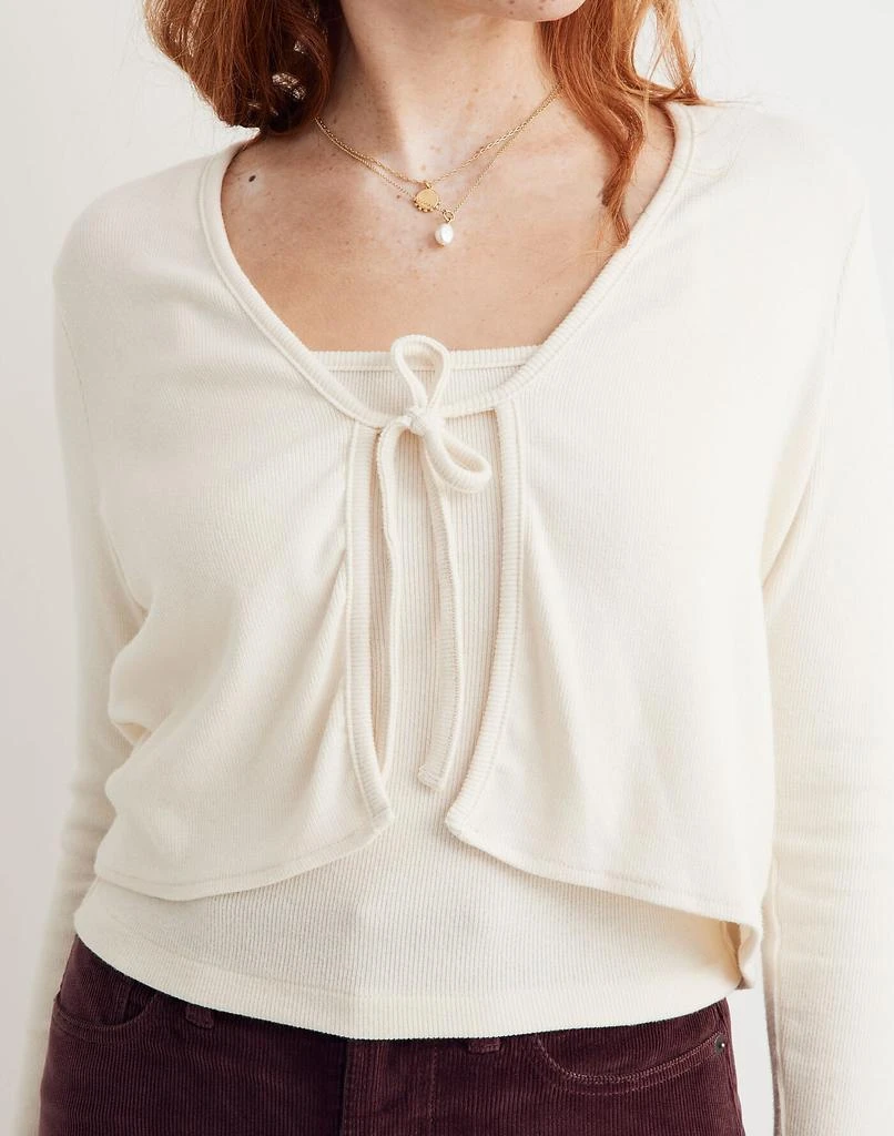 商品Madewell|Brushed Rib Tie-Front Cardigan,价格¥157,第4张图片详细描述