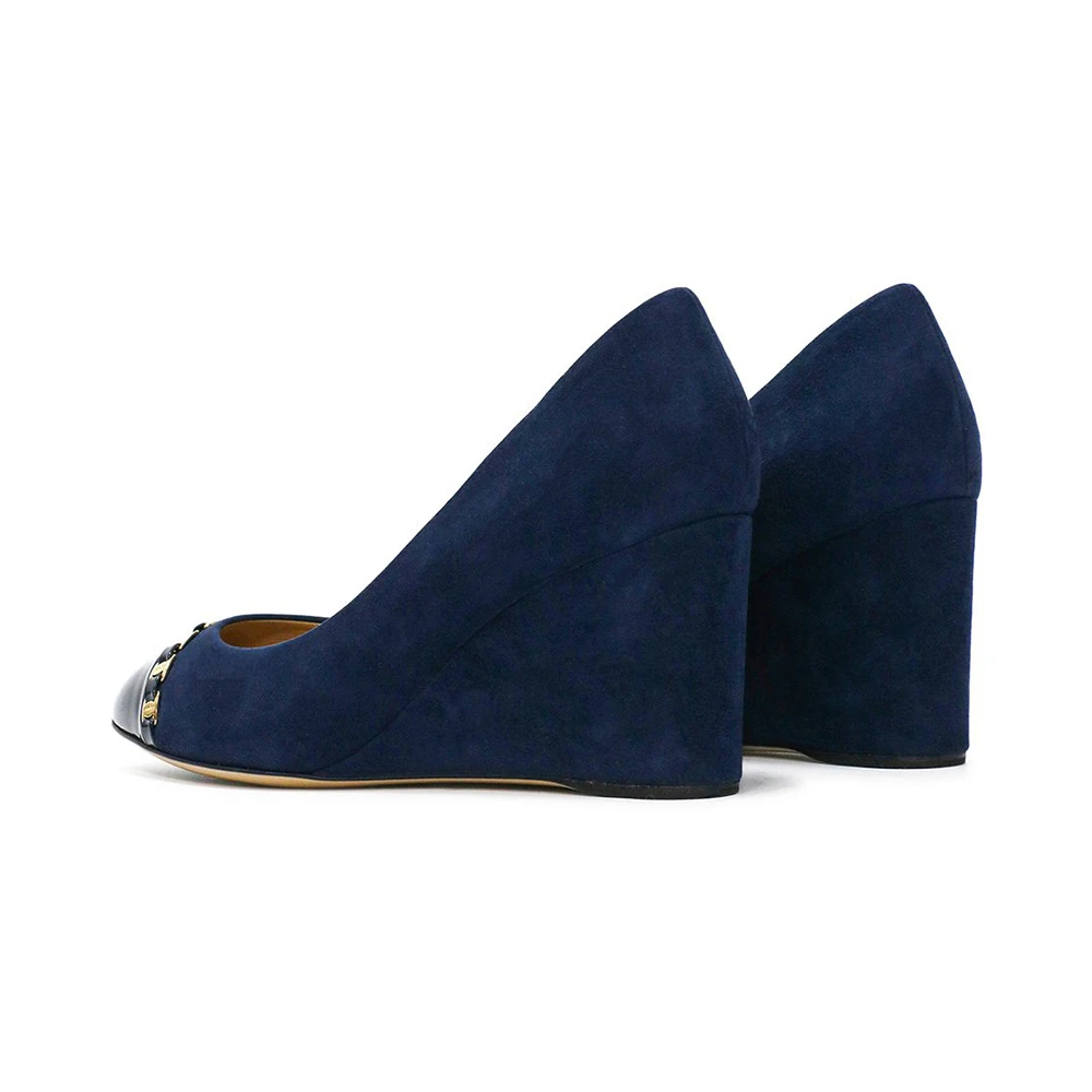 SALVATORE FERRAGAMO 蓝色女士坡跟鞋 0591372 商品
